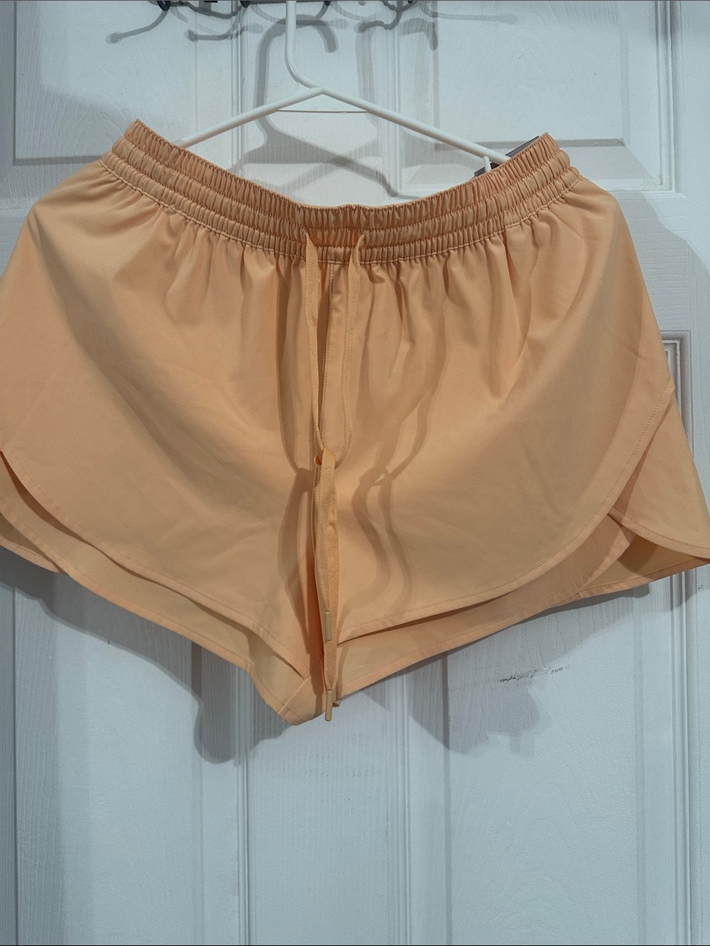 Peach Layered Athletic Shorts with Drawstring Waist Size XS